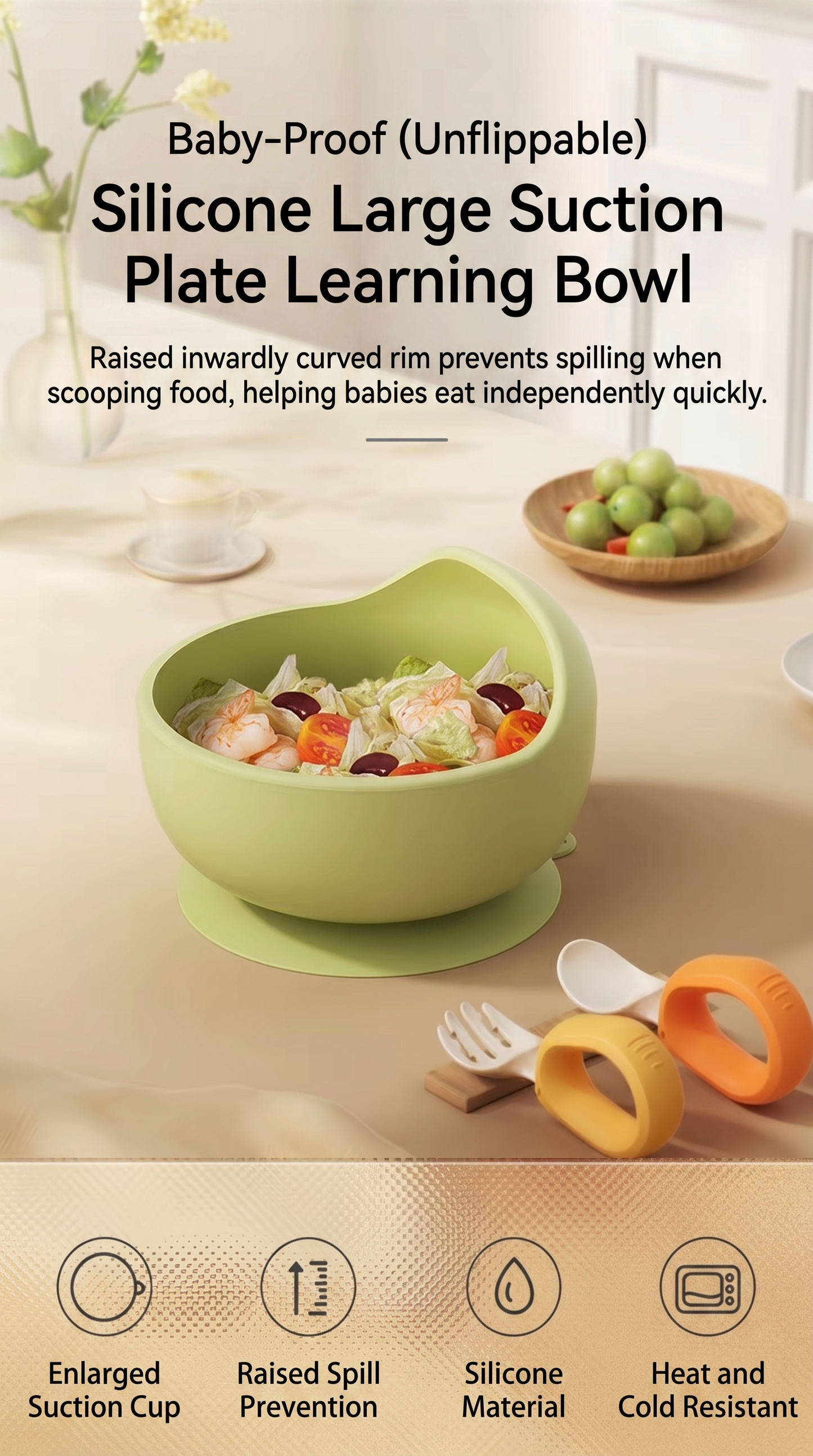 Spill-Proof Silicone Bowl for Children