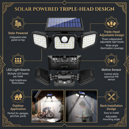 Three-head Solar Light