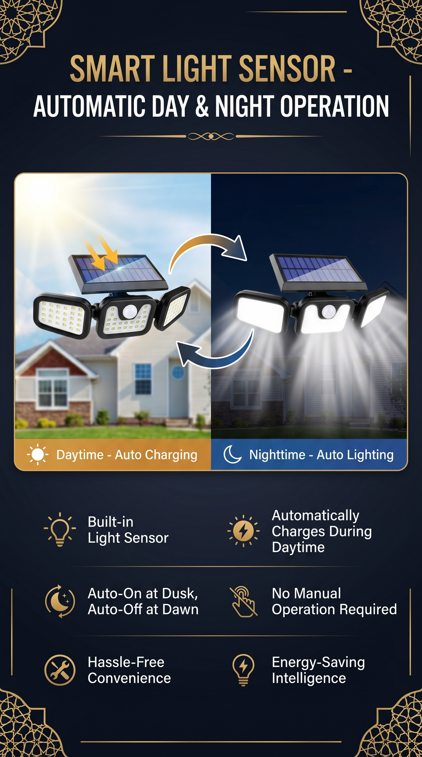 Three-head Solar Light