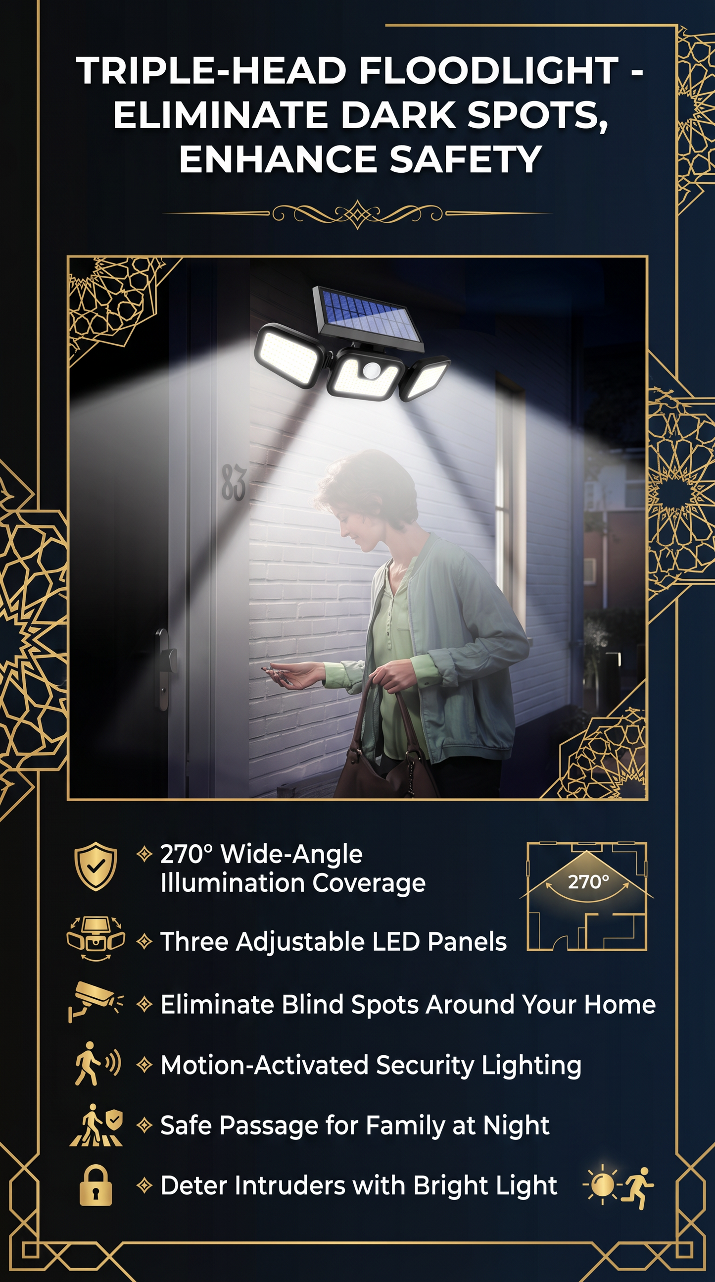 Three-head Solar Light